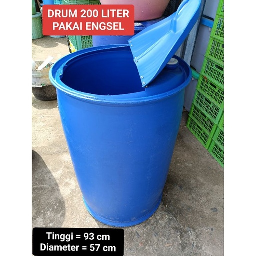 [Stora:00399] Drum Plastik Biru 200L Engsel
