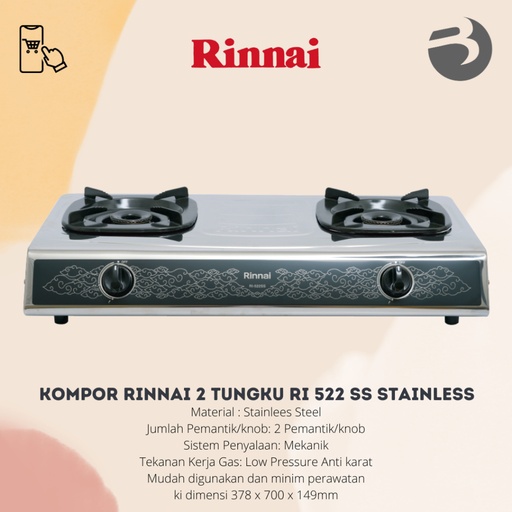 [Stora:00959] Kompor RI-522 SS Rinnai